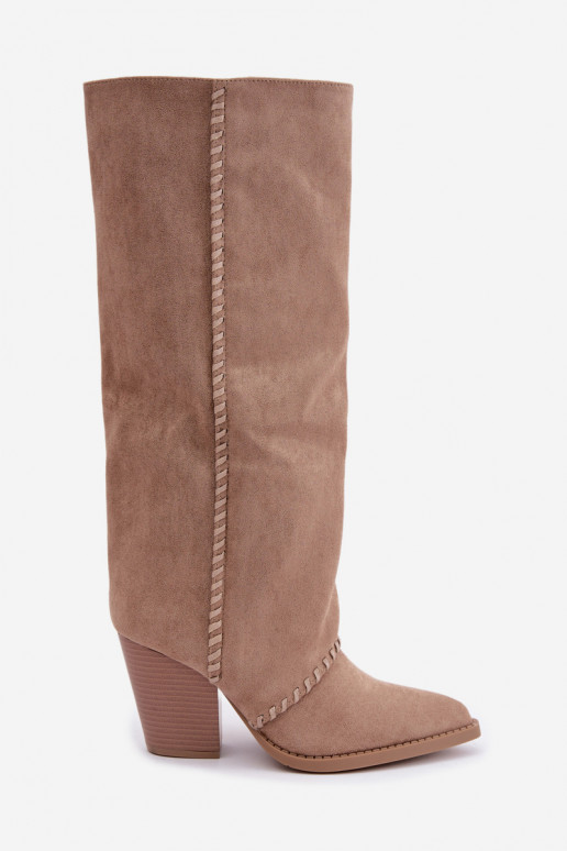 Botas altas para mujer de estilo vaquero con tacón bloque arena Noeline