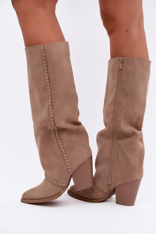 Botas altas para mujer de estilo vaquero con tacón bloque arena Noeline