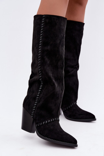 Botas altas de mujer estilo cowboy con tacón en negro Noeline 2
