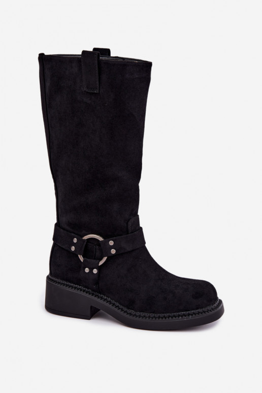 Botas altas de mujer con detalles decorativos en negro Morla