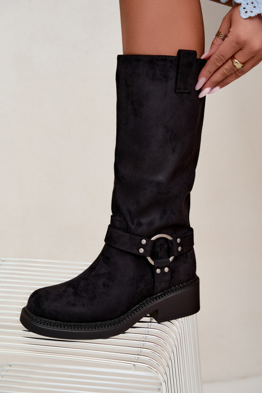 Botas altas de mujer con detalles decorativos en negro Morla