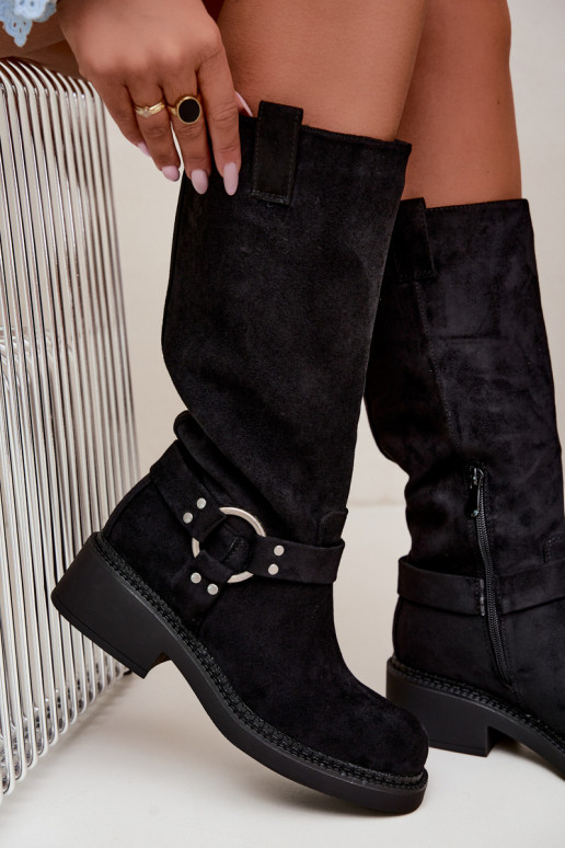 Botas altas de mujer con detalles decorativos en negro Morla