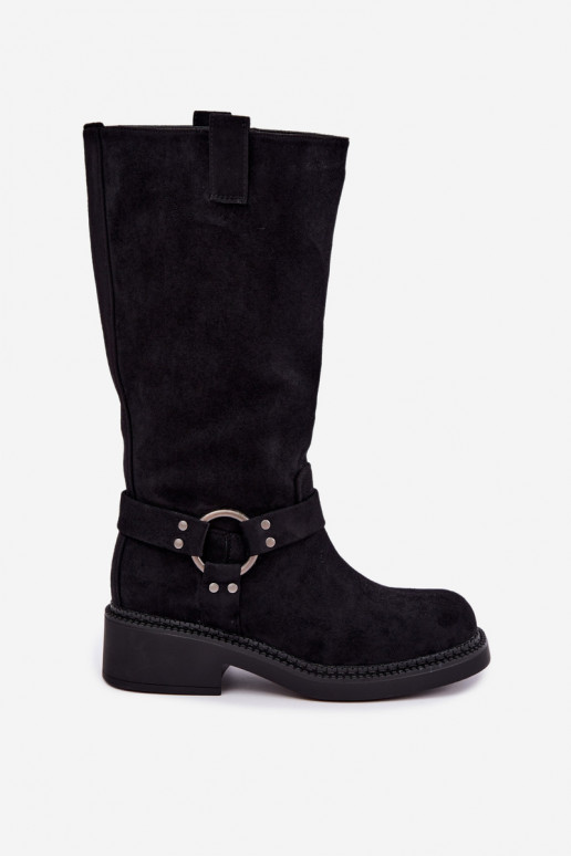 Botas altas de mujer con detalles decorativos en negro Morla