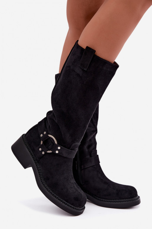 Botas altas de mujer con detalles decorativos en negro Morla