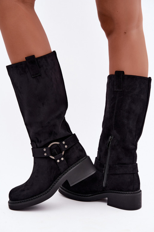 Botas altas de mujer con detalles decorativos en negro Morla