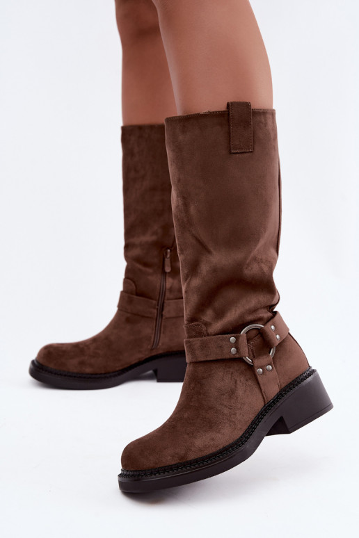 Botas altas de mujer con detalles decorativos en marrón Morla