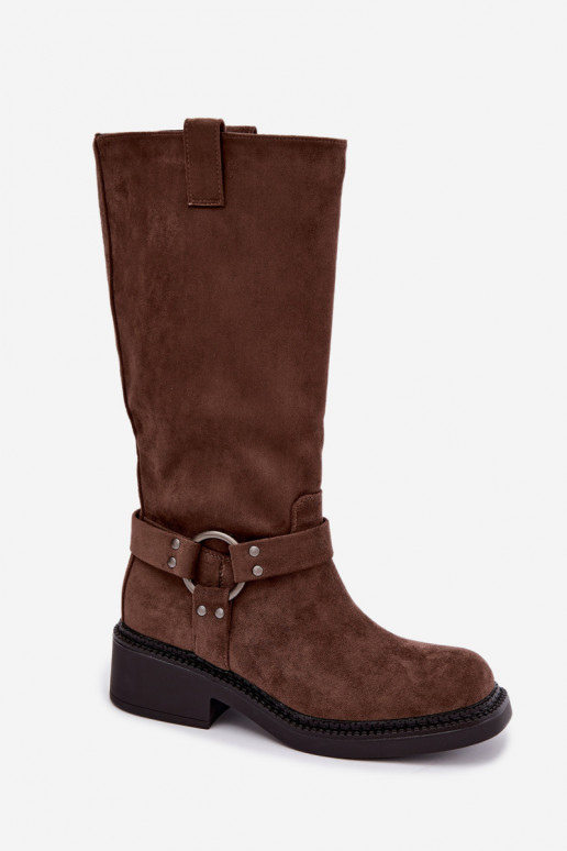 Botas altas de mujer con detalles decorativos en marrón Morla