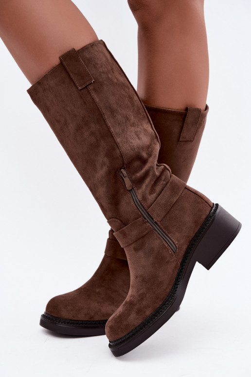Botas altas de mujer con detalles decorativos en marrón Morla