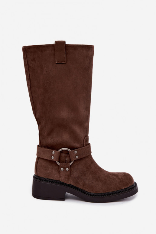 Botas altas de mujer con detalles decorativos en marrón Morla