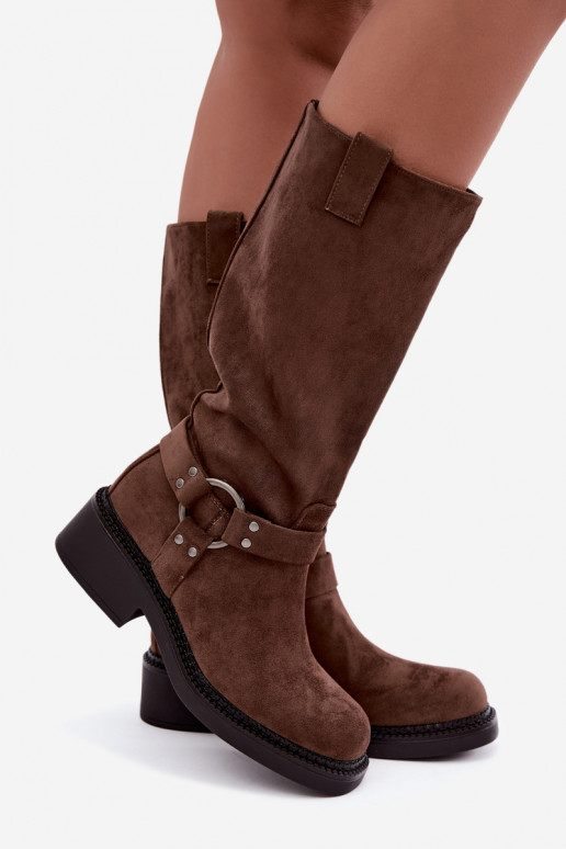 Botas altas de mujer con detalles decorativos en marrón Morla