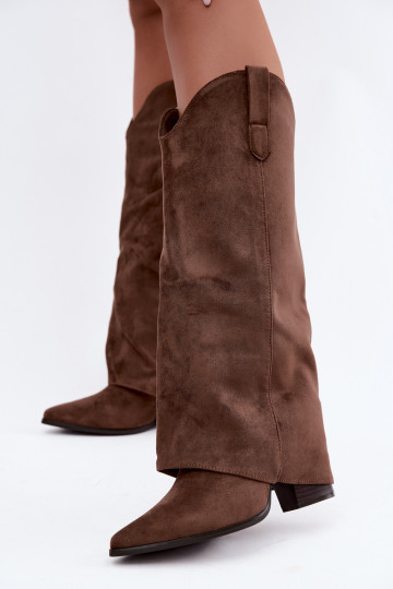 Botas altas de mujer estilo cowboy con tacón marrón Kalena 2