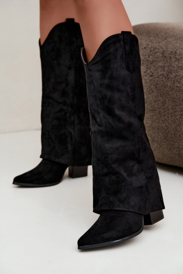Botas altas de mujer estilo cowboy con tacón negro Kalena 2