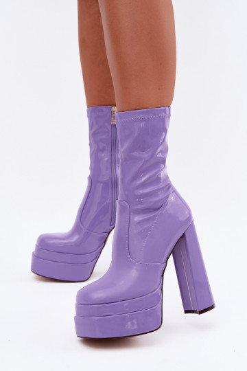 Botines de charol con plataforma en violeta Lotisha 2
