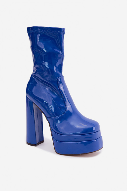 Botines de charol con plataforma en azul oscuro Lotisha