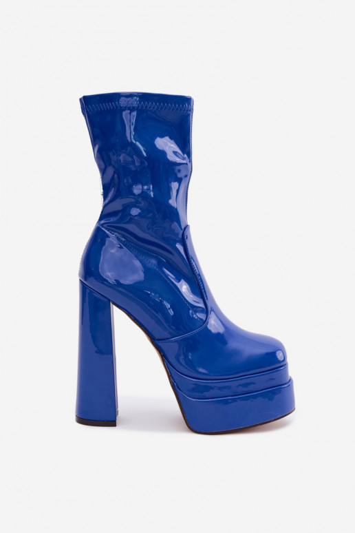 Botines de charol con plataforma en azul oscuro Lotisha