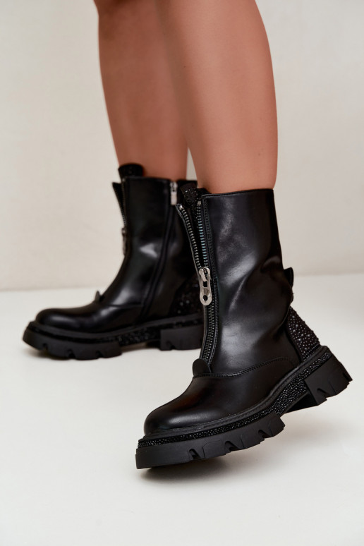 Botines aislados de mujer con decoración en negro Inenia