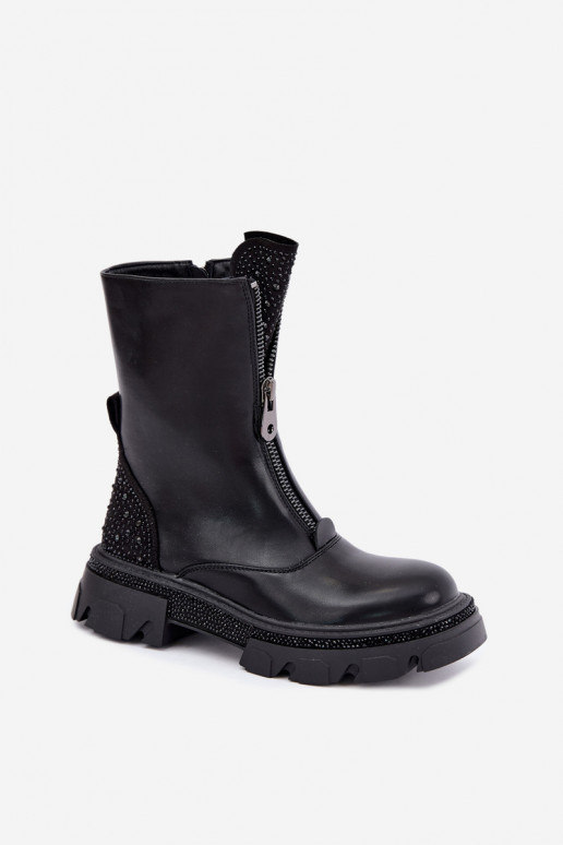 Botines aislados de mujer con decoración en negro Inenia