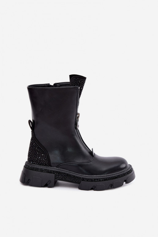 Botines aislados de mujer con decoración en negro Inenia
