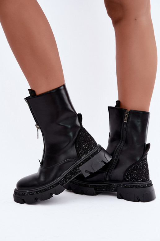 Botines aislados de mujer con decoración en negro Inenia