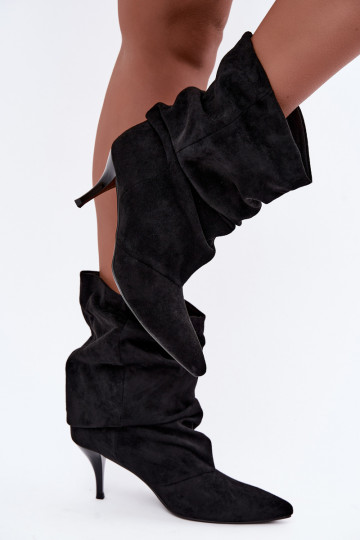 Botines slouchy de mujer con tacón fino en negro Harissa