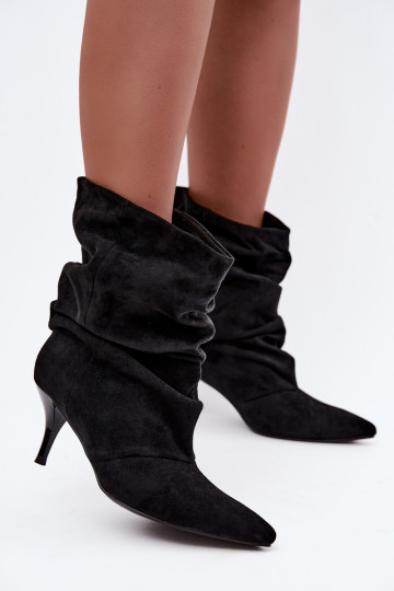 Botines slouchy de mujer con tacón fino en negro Harissa 2