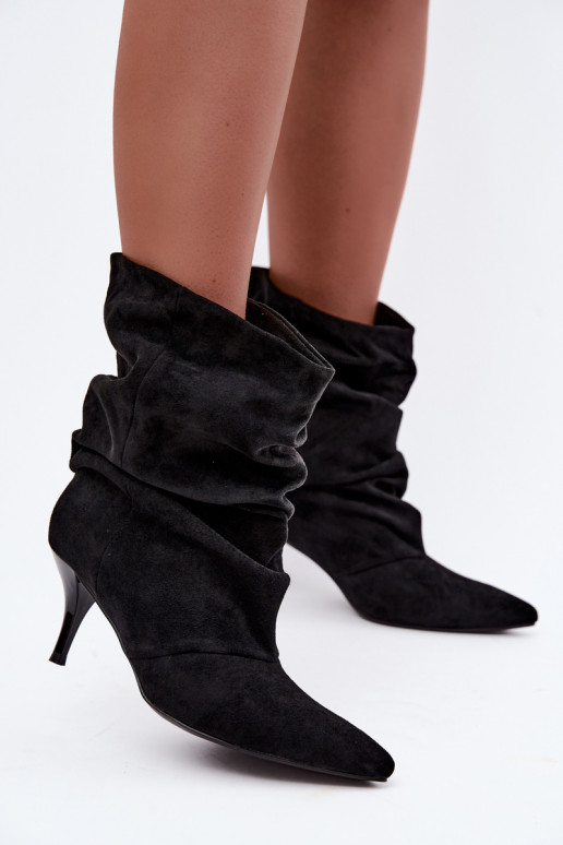 Botines slouchy de mujer con tacón fino en negro Harissa