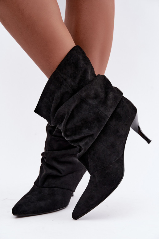 Botines slouchy de mujer con tacón fino en negro Harissa