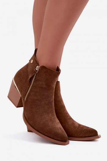 Botines de mujer estilo cowboy con cremallera decorativa en marrón Jarelia 2