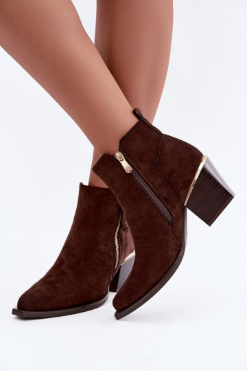 Botines de estilo cowboy con cremallera decorativa, chocolate Jarelia