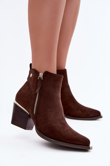 Botines de estilo cowboy con cremallera decorativa, chocolate Jarelia 2