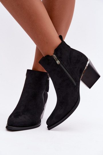 Botines de estilo cowboy con cremallera decorativa, negro Jarelia
