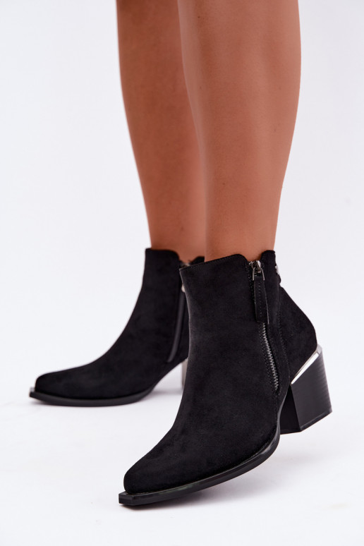 Botines de estilo cowboy con cremallera decorativa, negro Jarelia