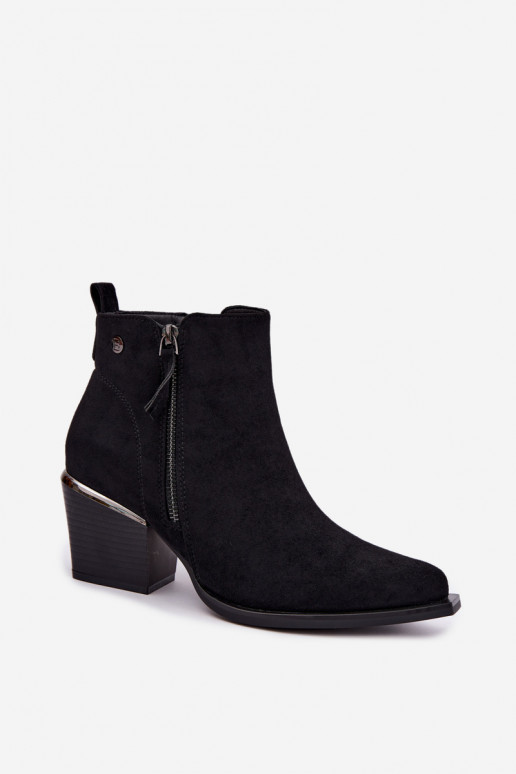 Botines de estilo cowboy con cremallera decorativa, negro Jarelia