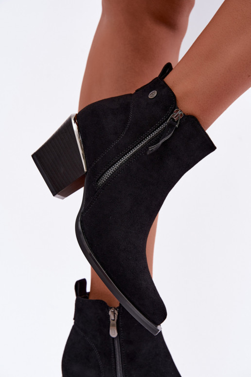 Botines de estilo cowboy con cremallera decorativa, negro Jarelia