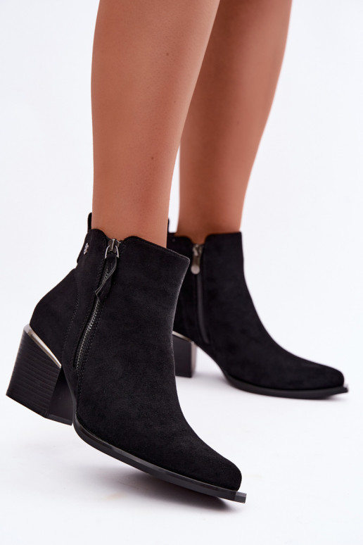 Botines de estilo cowboy con cremallera decorativa, negro Jarelia