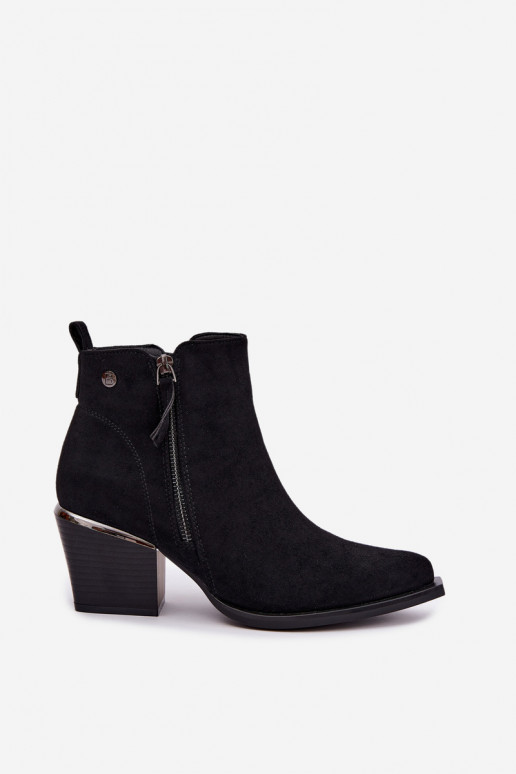 Botines de estilo cowboy con cremallera decorativa, negro Jarelia