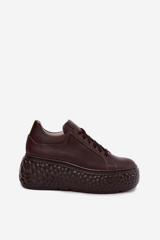 Piel Zapatillas modelo zapatos. con una plataforma Zazoo N1000S4 CzekoladoAe