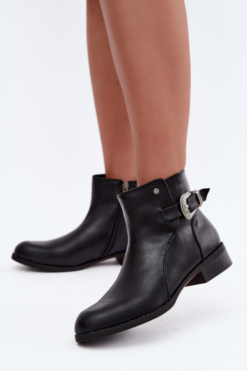 Botines aislados para mujer con hebilla decorativa Medicine RIN16-OBD421-99X, negro