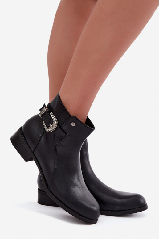Botines aislados para mujer con hebilla decorativa Medicine RIN16-OBD421-99X, negro