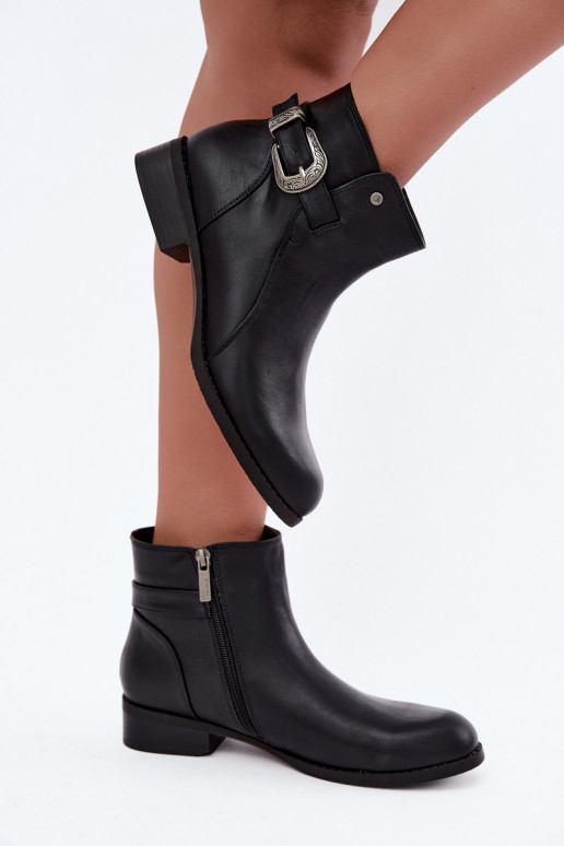 Botines aislados para mujer con hebilla decorativa Medicine RIN16-OBD421-99X, negro