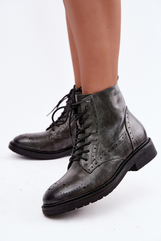 Botines aislados para mujer con tacones anchos Medicine RIN16-OBD426-90X, gris