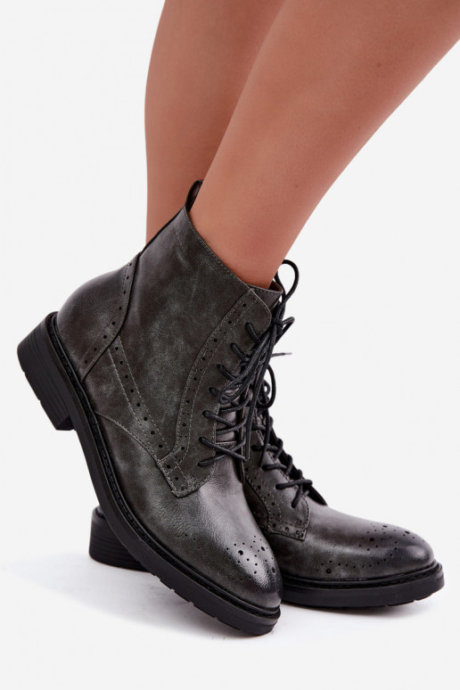 Botines aislados para mujer con tacones anchos Medicine RIN16-OBD426-90X, gris
