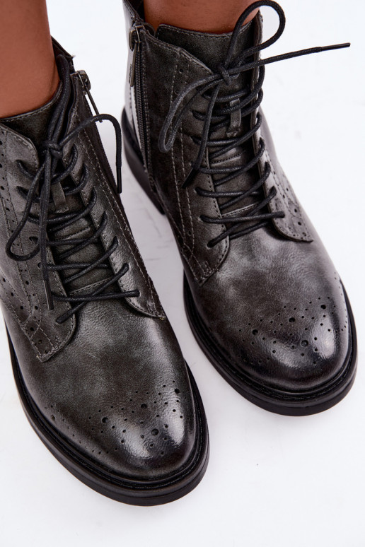 Botines aislados para mujer con tacones anchos Medicine RIN16-OBD426-90X, gris