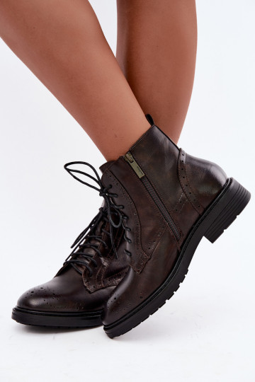 Botines aislados para mujer con tacones anchos Medicine RIN16-OBD426-88X, marrón oscuro