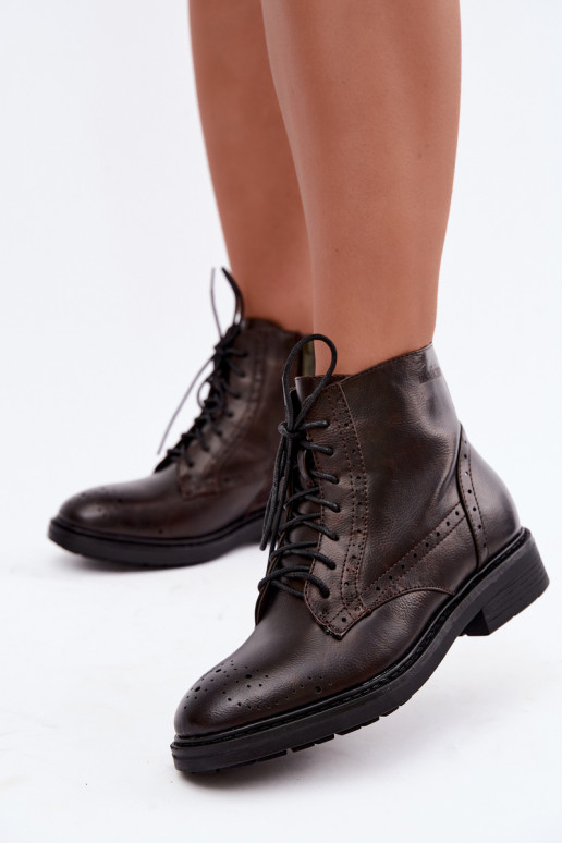 Botines aislados para mujer con tacones anchos Medicine RIN16-OBD426-88X, marrón oscuro