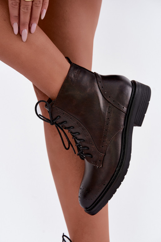 Botines aislados para mujer con tacones anchos Medicine RIN16-OBD426-88X, marrón oscuro