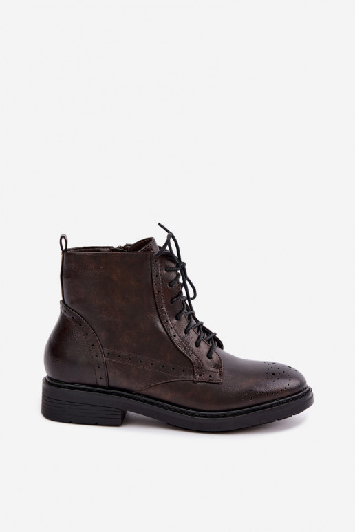 Botines aislados para mujer con tacones anchos Medicine RIN16-OBD426-88X, marrón oscuro