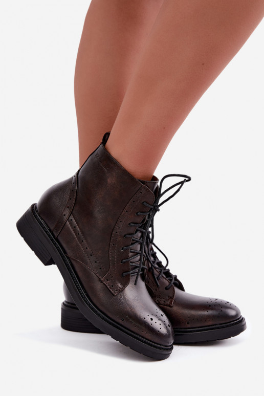 Botines aislados para mujer con tacones anchos Medicine RIN16-OBD426-88X, marrón oscuro