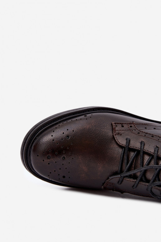 Botines aislados para mujer con tacones anchos Medicine RIN16-OBD426-88X, marrón oscuro