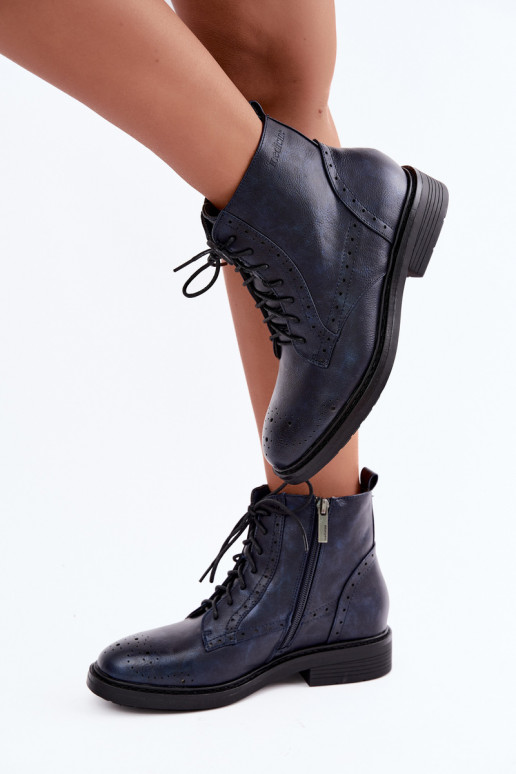 Botines aislados para mujer con tacones anchos Medicine RIN16-OBD426-59X, azul oscuro